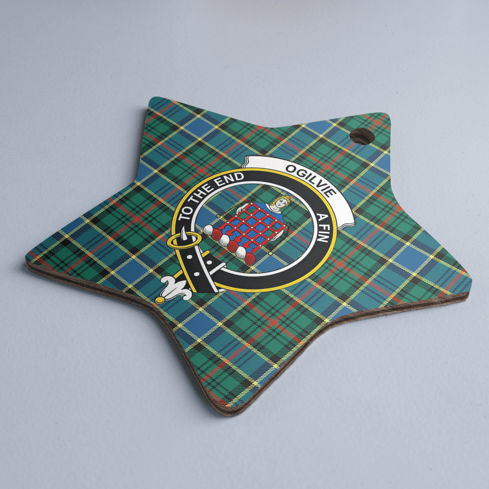 Clan Ogilvie Hunting Ancient Tartan Crest Star Ceramic Ornament MW19 Ogilvie Hunting Ancient Tartan Tartan Christmas   