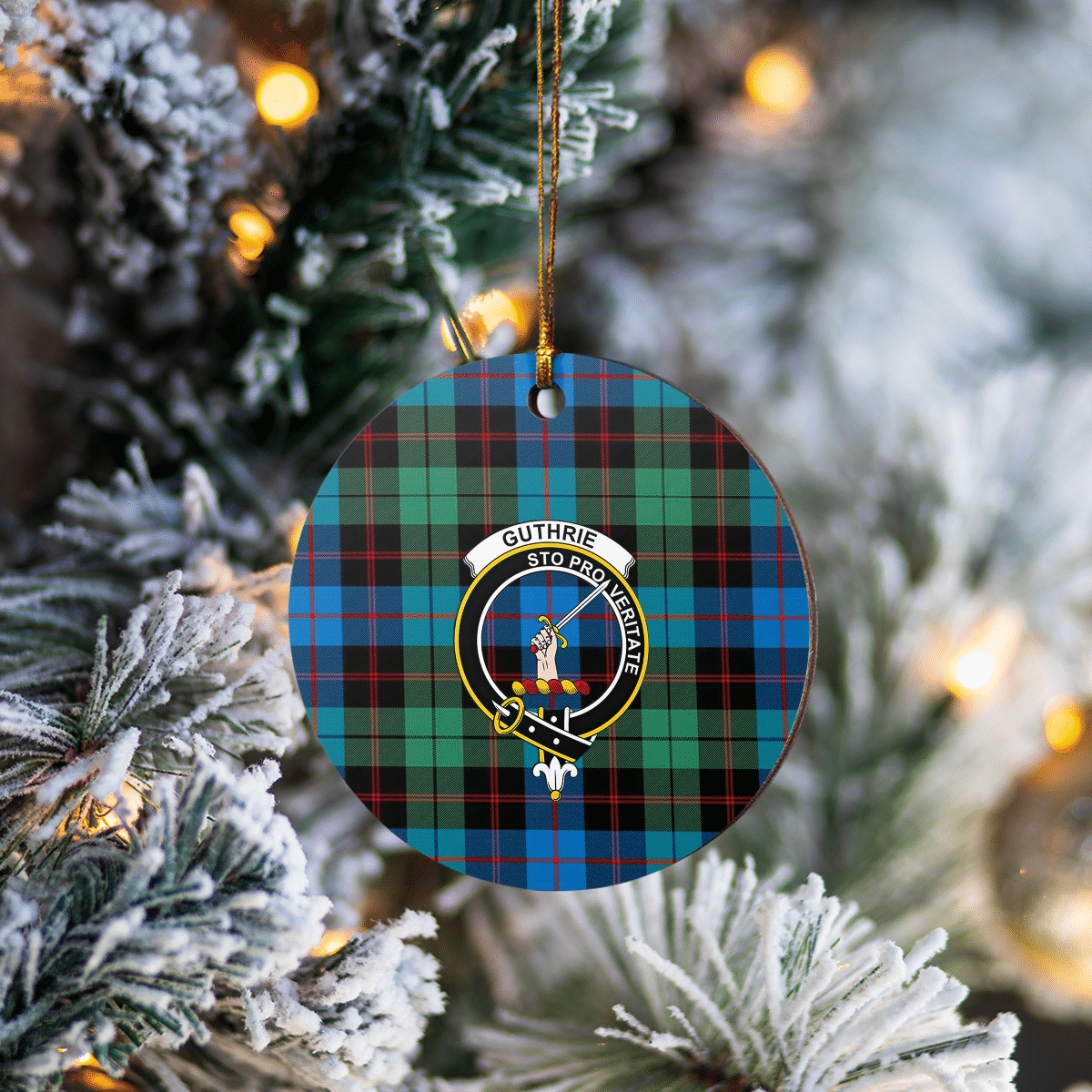 Clan Guthrie Ancient Tartan Crest Round Ceramic Ornament OF40 Guthrie Ancient Tartan Tartan Christmas   