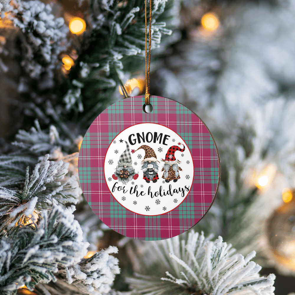 Clan Crawford Ancient Tartan Tartan Crest Gnome Round Ceramic Ornament OZ94 Crawford Ancient Tartan Tartan Christmas   