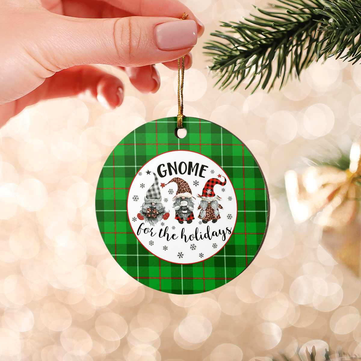 Clan Galloway District Tartan Tartan Crest Gnome Round Ceramic Ornament DA70 Galloway District Tartan Tartan Christmas   