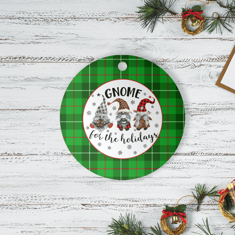 Clan Galloway District Tartan Tartan Crest Gnome Round Ceramic Ornament DA70 Galloway District Tartan Tartan Christmas   