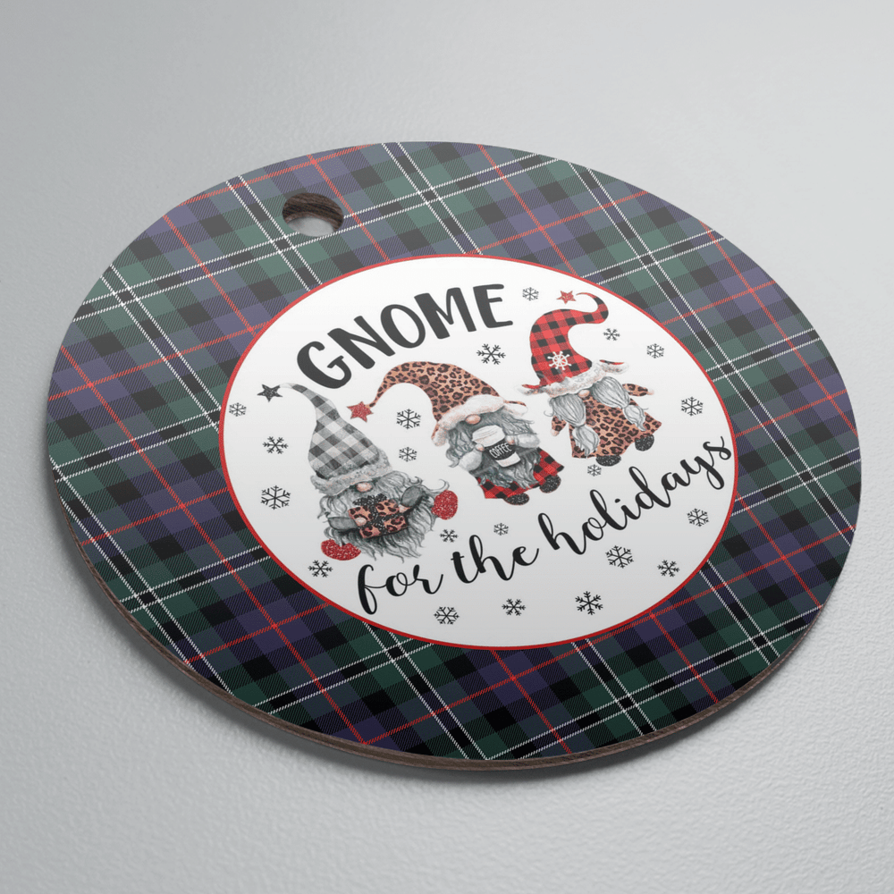 Clan Rose Hunting Modern Tartan Tartan Crest Gnome Round Ceramic Ornament HJ65 Rose Hunting Modern Tartan Tartan Christmas   
