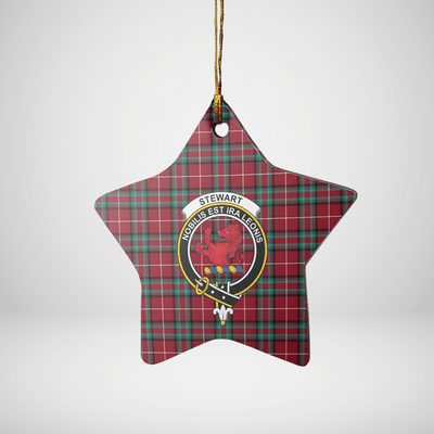 Clan Stewart (Stuart) of Bute Tartan Crest Star Ceramic Ornament