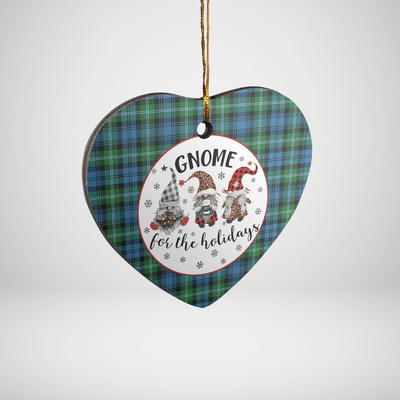Clan Lyon Tartan Tartan Crest Gnome Heart Ceramic Ornament