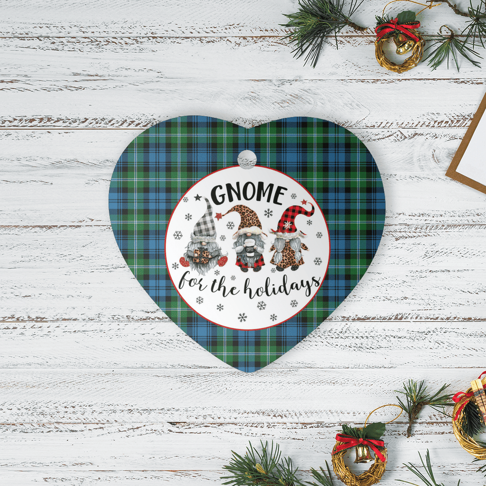 Clan Lyon Tartan Tartan Crest Gnome Heart Ceramic Ornament QM34 Lyon Tartan Tartan Christmas   