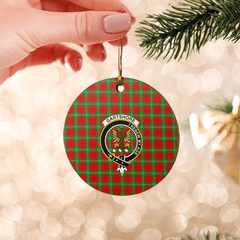 Clan Gartshore Tartan Crest Round Ceramic Ornament PY20 Gartshore Tartan Tartan Christmas   