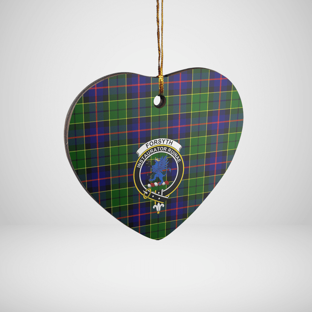 Clan Forsyth Modern Tartan Crest Heart Ceramic Ornament TW81 Forsyth Modern Tartan Tartan Christmas   