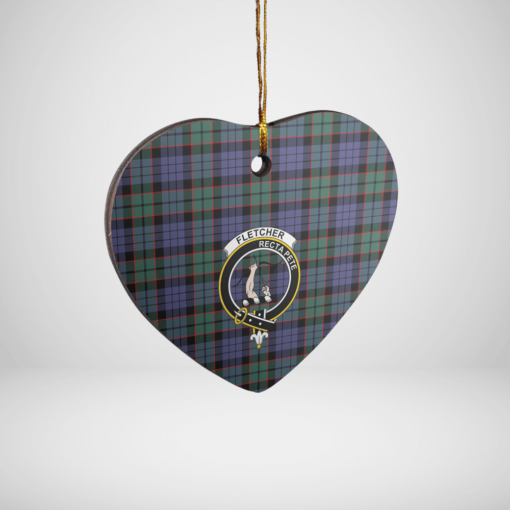 Clan Fletcher Modern Tartan Crest Heart Ceramic Ornament PJ48 Fletcher Modern Tartan Tartan Christmas   