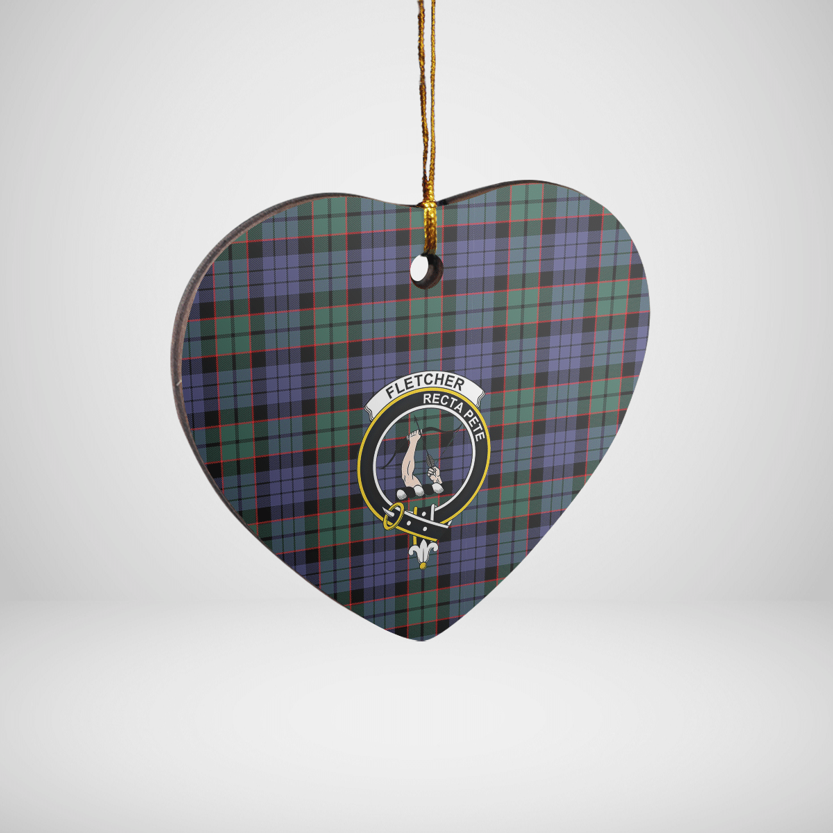 Clan Fletcher Modern Tartan Crest Heart Ceramic Ornament PJ48 Fletcher Modern Tartan Tartan Christmas   