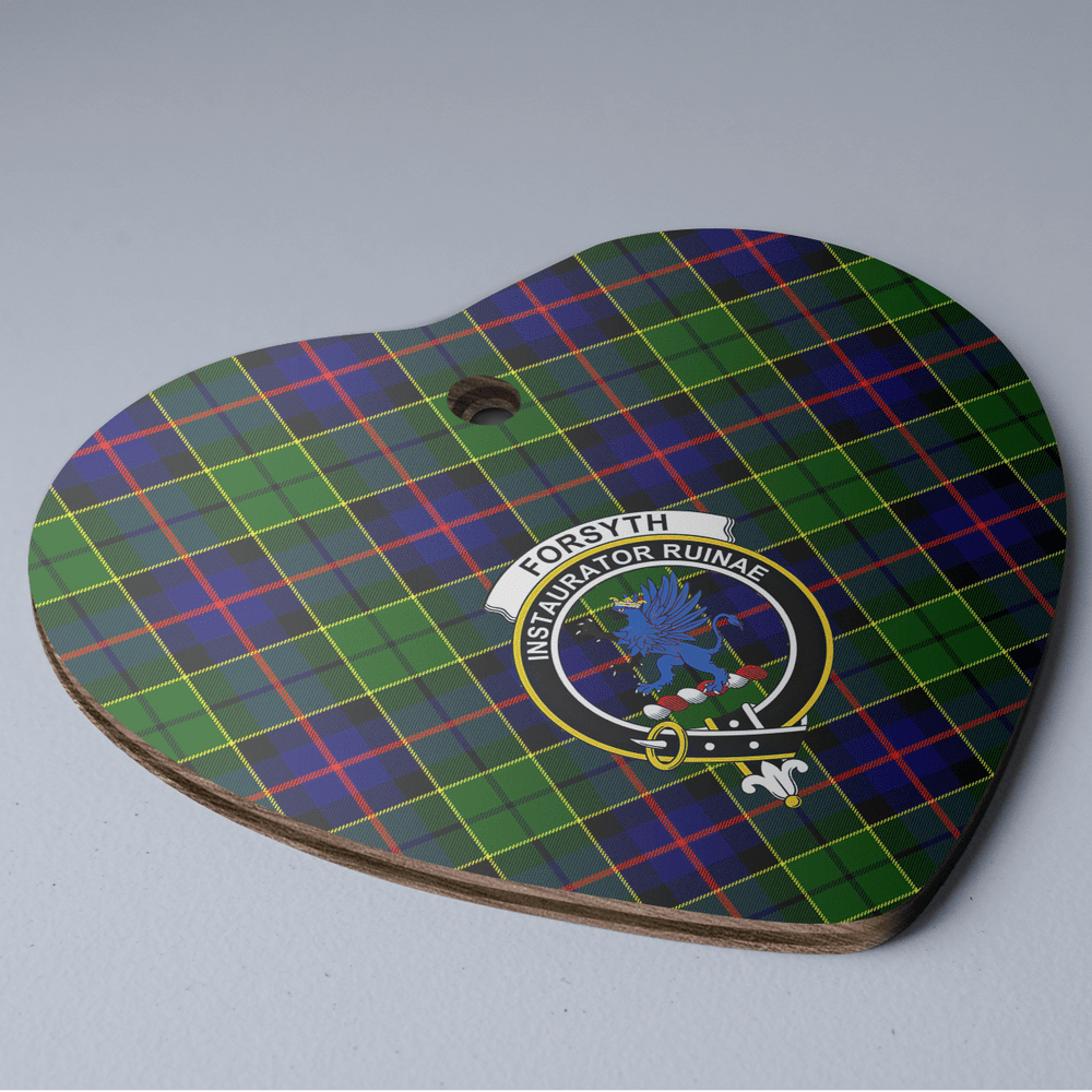 Clan Forsyth Modern Tartan Crest Heart Ceramic Ornament TW81 Forsyth Modern Tartan Tartan Christmas   