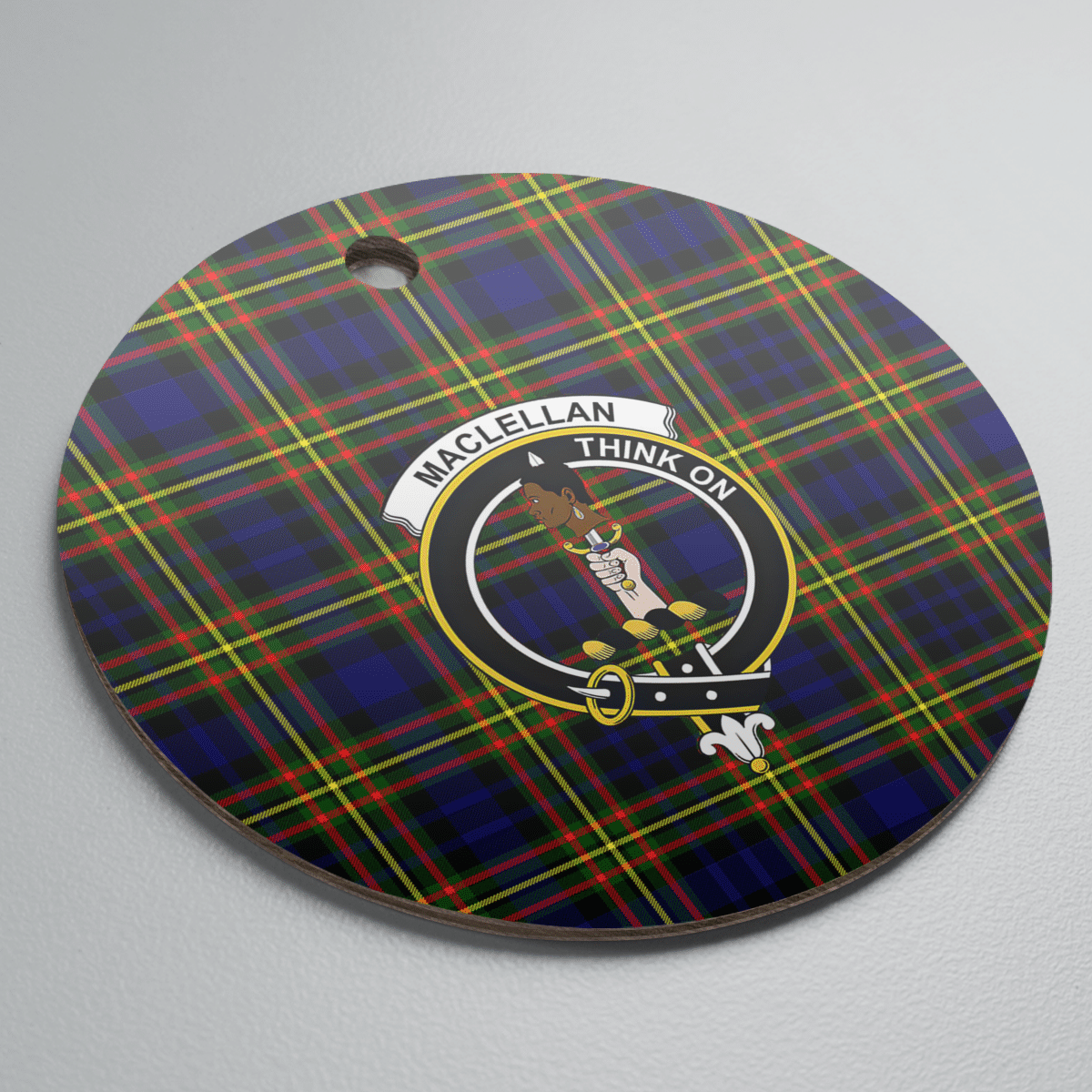 Clan MacLellan Modern Tartan Crest Round Ceramic Ornament BB84 MacLellan Modern Tartan Tartan Christmas   