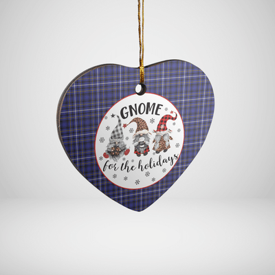 Clan Fleming Tartan Tartan Crest Gnome Heart Ceramic Ornament