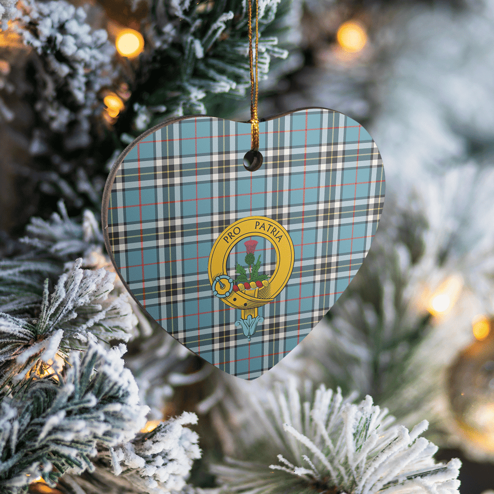 Clan Thomson Tartan Crest Heart Ceramic Ornament JH42 Thomson Tartan Tartan Christmas   