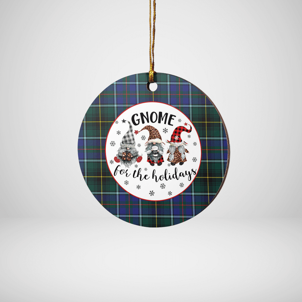Clan MacInnes Modern Tartan Tartan Crest Gnome Round Ceramic Ornament JP62 MacInnes Modern Tartan Tartan Christmas   
