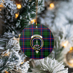 Clan Morrison Modern Tartan Crest Round Ceramic Ornament KB89 Morrison Modern Tartan Tartan Christmas   