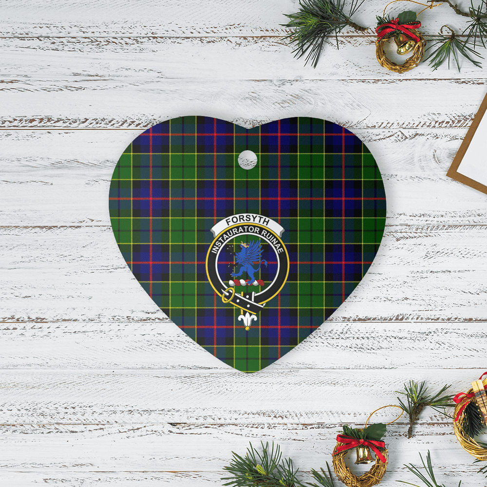 Clan Forsyth Modern Tartan Crest Heart Ceramic Ornament TW81 Forsyth Modern Tartan Tartan Christmas   