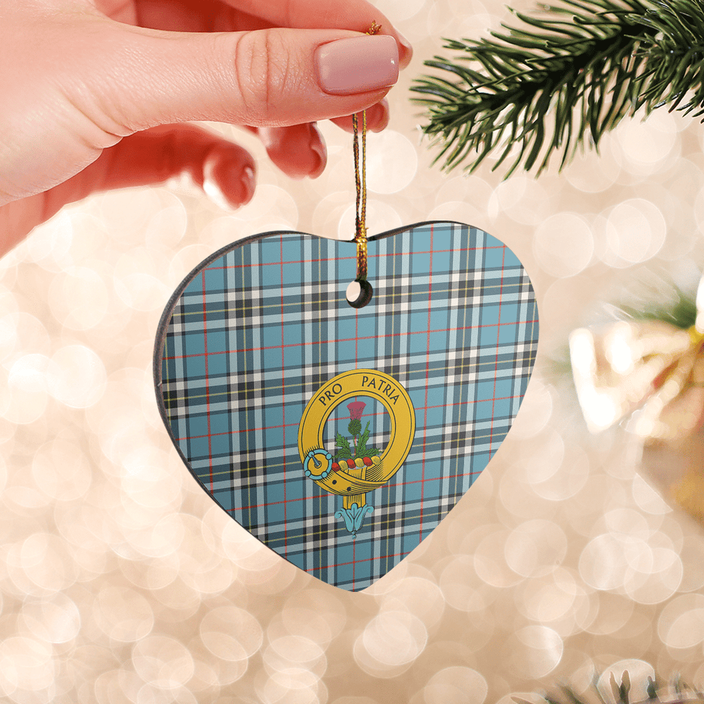 Clan Thomson Tartan Crest Heart Ceramic Ornament JH42 Thomson Tartan Tartan Christmas   