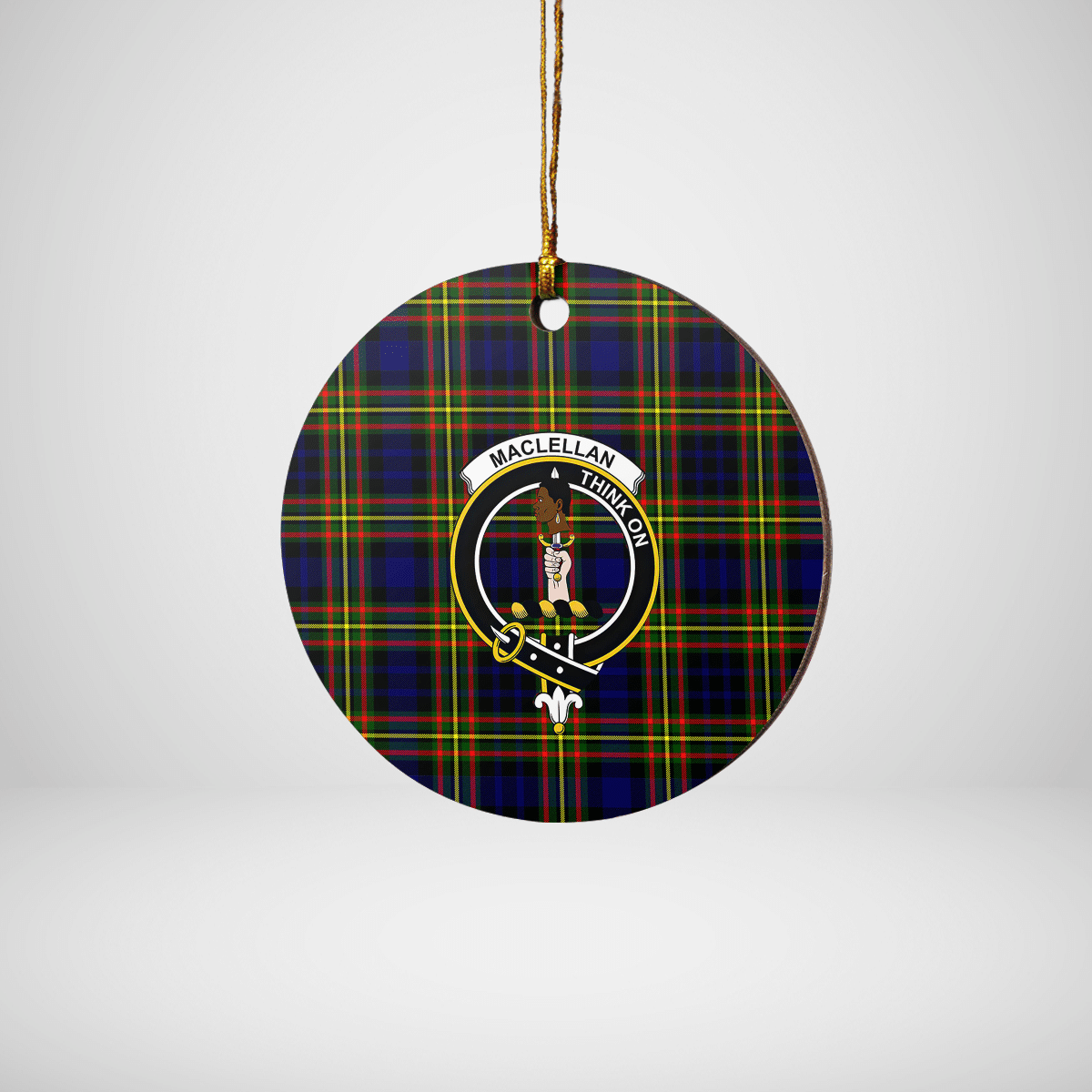 Clan MacLellan Modern Tartan Crest Round Ceramic Ornament BB84 MacLellan Modern Tartan Tartan Christmas   