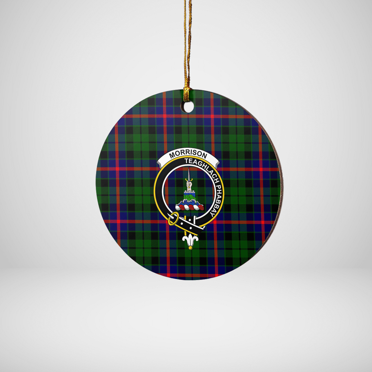 Clan Morrison Modern Tartan Crest Round Ceramic Ornament KB89 Morrison Modern Tartan Tartan Christmas   