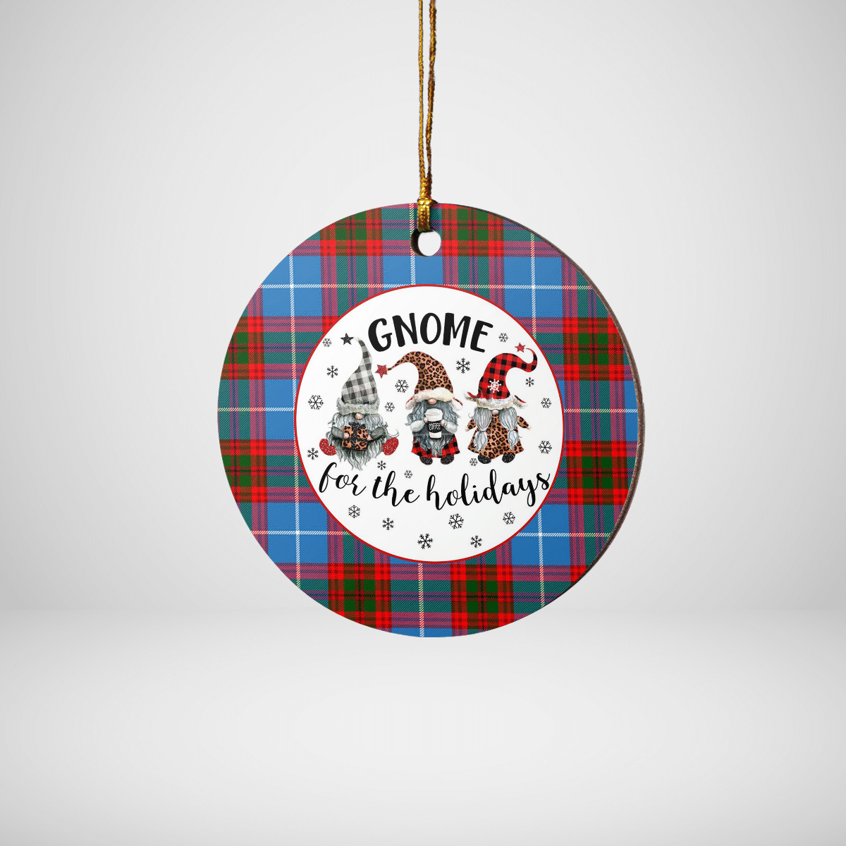 Clan Crichton District Tartan Tartan Crest Gnome Round Ceramic Ornament KN31 Crichton District Tartan Tartan Christmas   