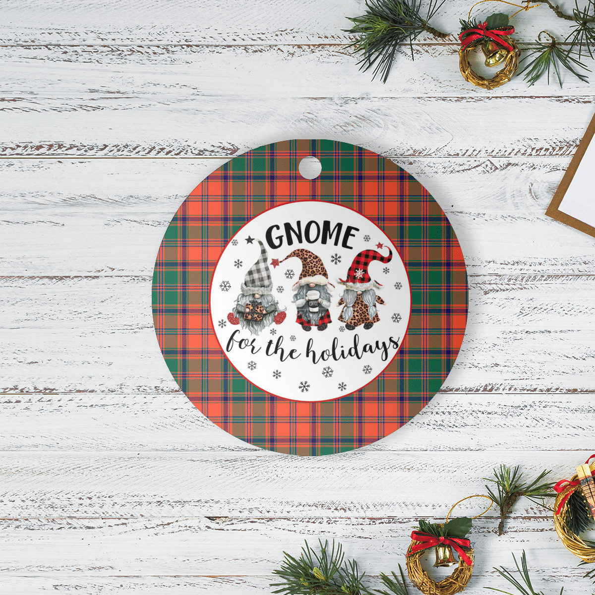 Clan Stewart of Appin Ancient Tartan Tartan Crest Gnome Round Ceramic Ornament AZ44 Stewart of Appin Ancient Tartan Tartan Christmas   