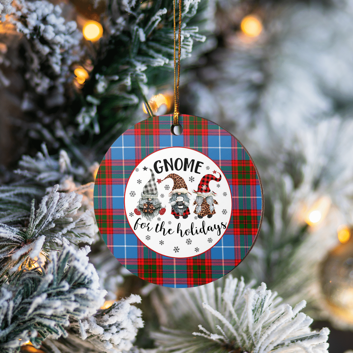 Clan Crichton District Tartan Tartan Crest Gnome Round Ceramic Ornament KN31 Crichton District Tartan Tartan Christmas   
