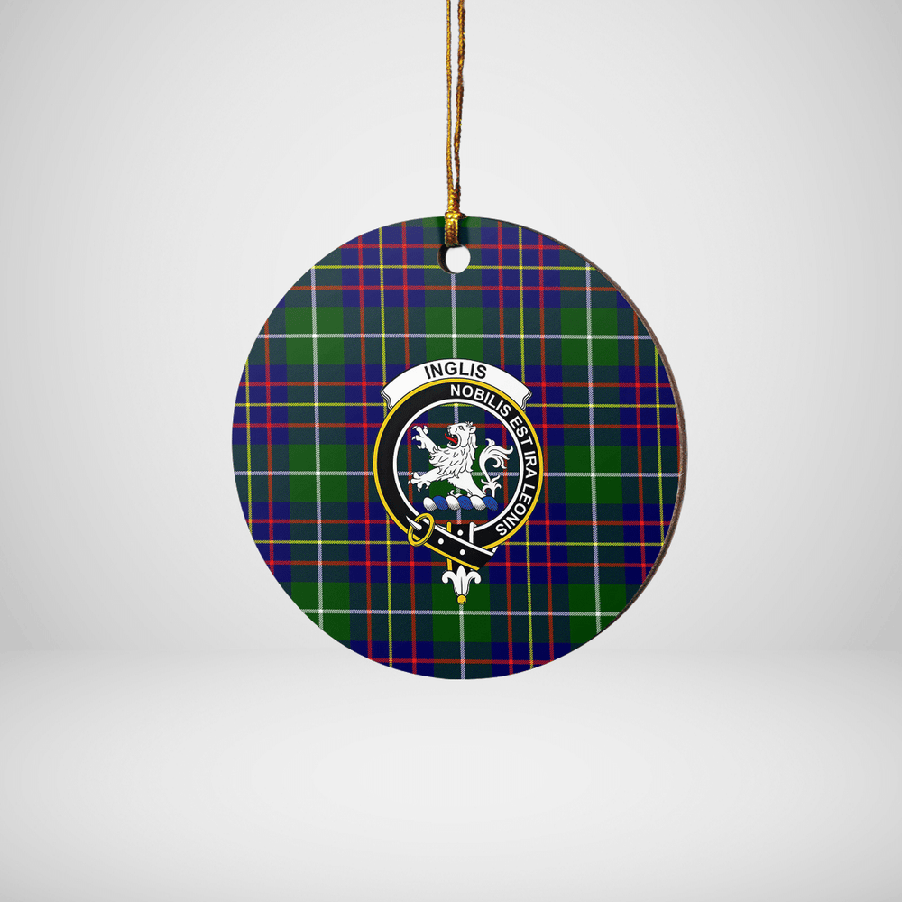 Clan Inglis Modern Tartan Crest Round Ceramic Ornament EI50 Inglis Modern Tartan Tartan Christmas   