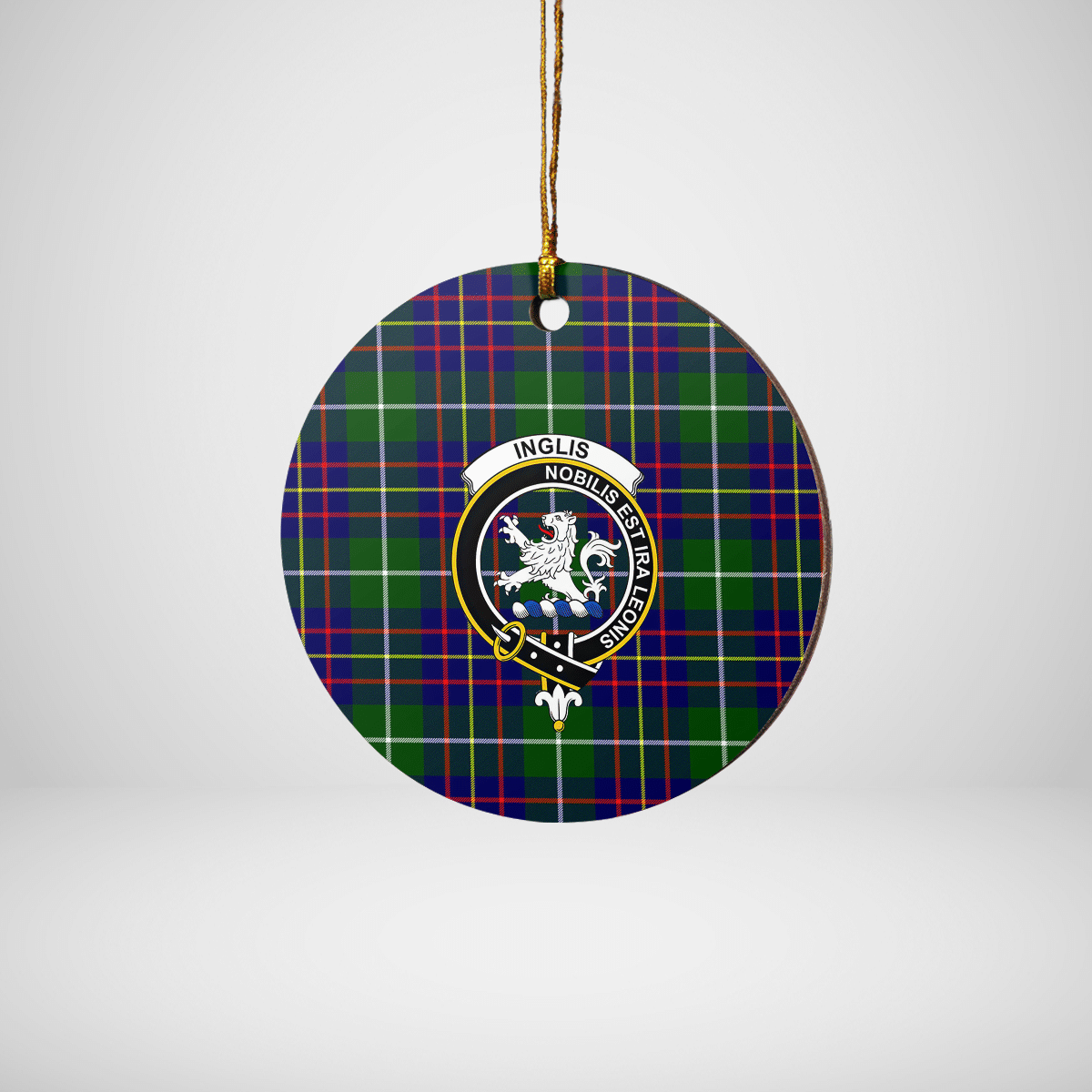 Clan Inglis Modern Tartan Crest Round Ceramic Ornament EI50 Inglis Modern Tartan Tartan Christmas   