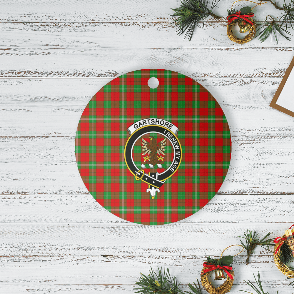 Clan Gartshore Tartan Crest Round Ceramic Ornament PY20 Gartshore Tartan Tartan Christmas   