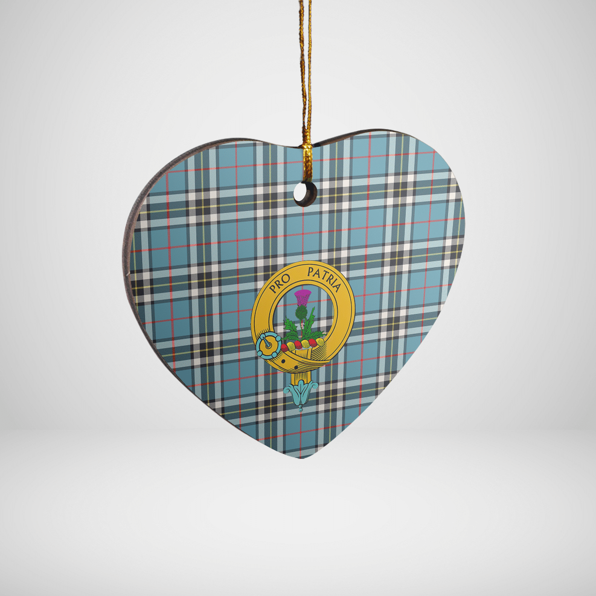 Clan Thomson Tartan Crest Heart Ceramic Ornament JH42 Thomson Tartan Tartan Christmas   
