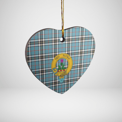 Clan Thomson Tartan Crest Heart Ceramic Ornament JH42 Thomson Tartan Tartan Christmas   