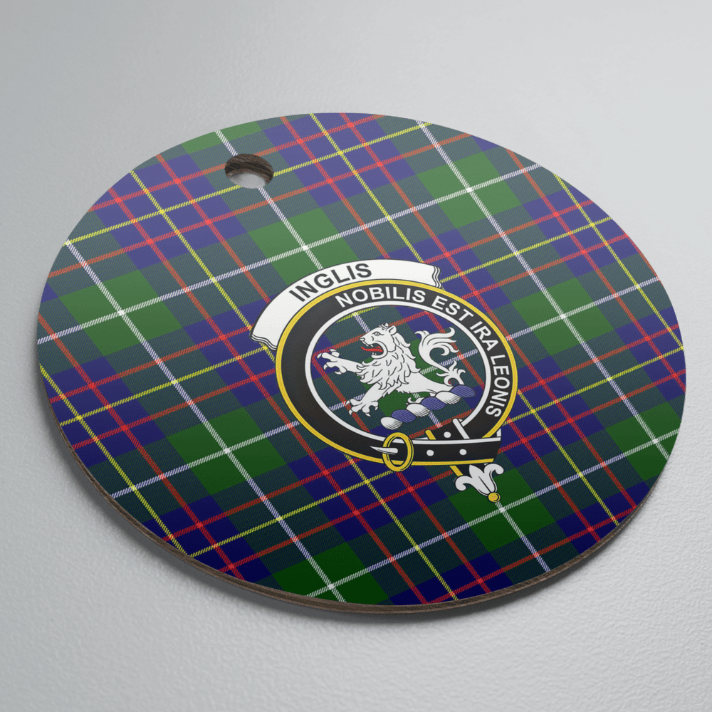 Clan Inglis Modern Tartan Crest Round Ceramic Ornament EI50 Inglis Modern Tartan Tartan Christmas   