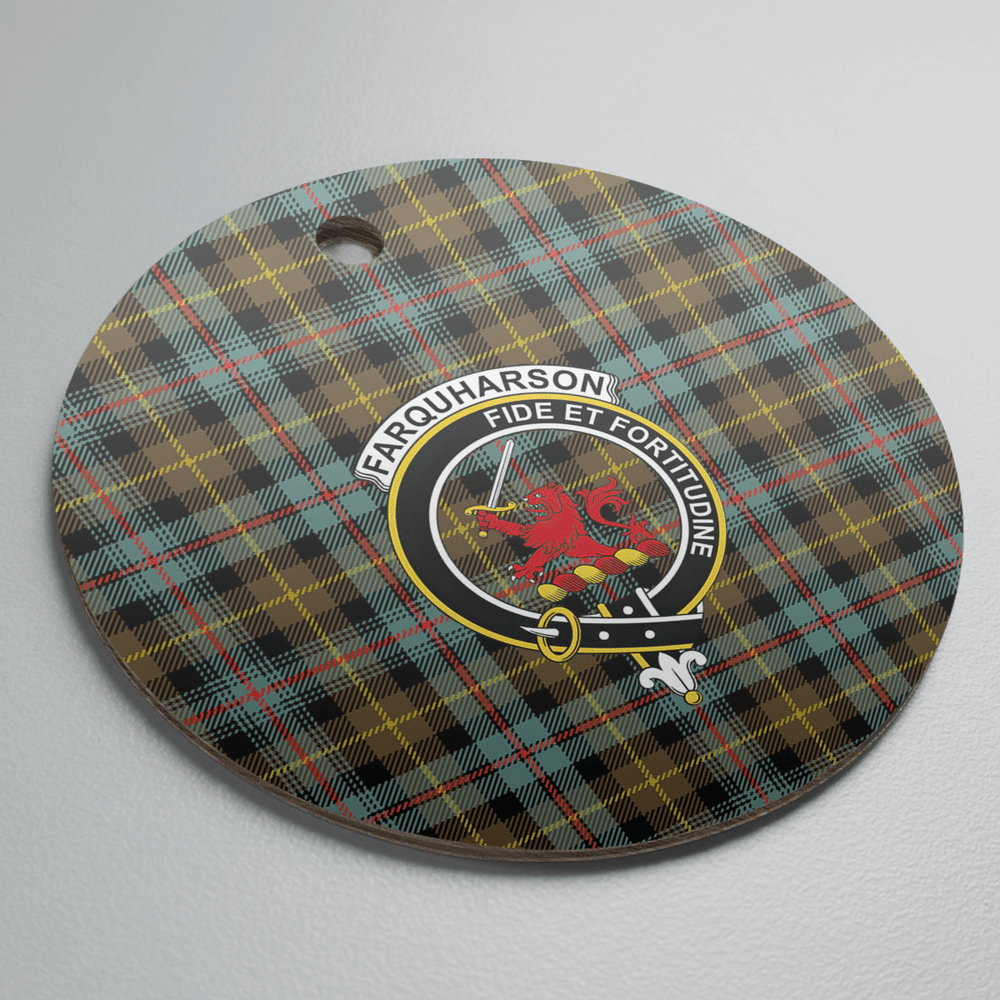 Clan Farquharson Weathered Tartan Crest Round Ceramic Ornament MV21 Farquharson Weathered Tartan Tartan Christmas   