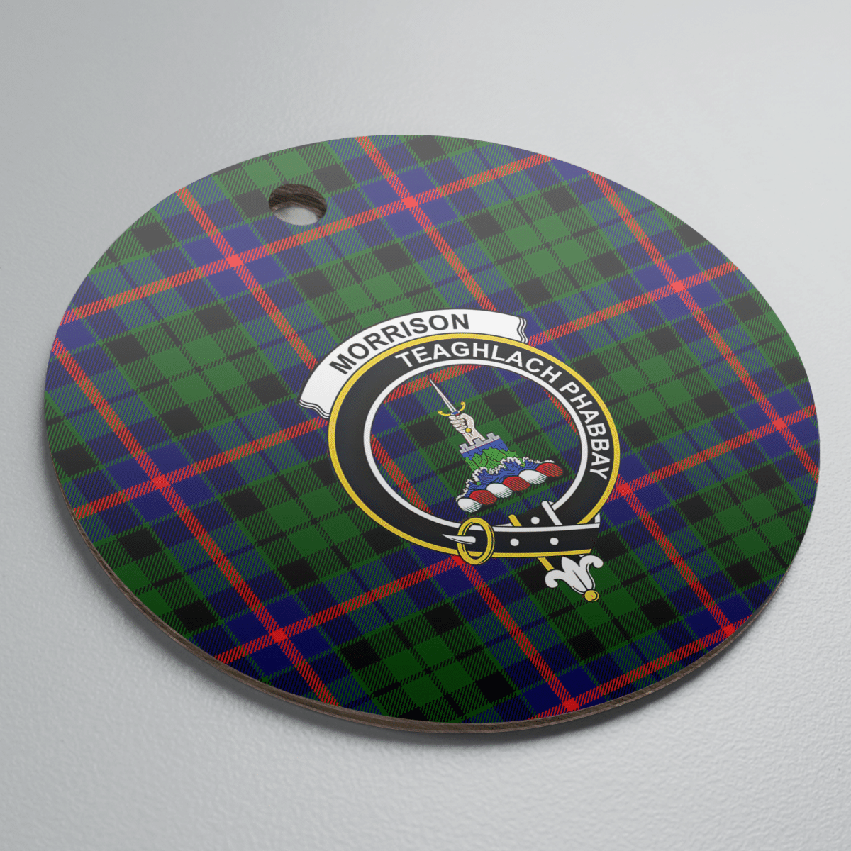 Clan Morrison Modern Tartan Crest Round Ceramic Ornament KB89 Morrison Modern Tartan Tartan Christmas   