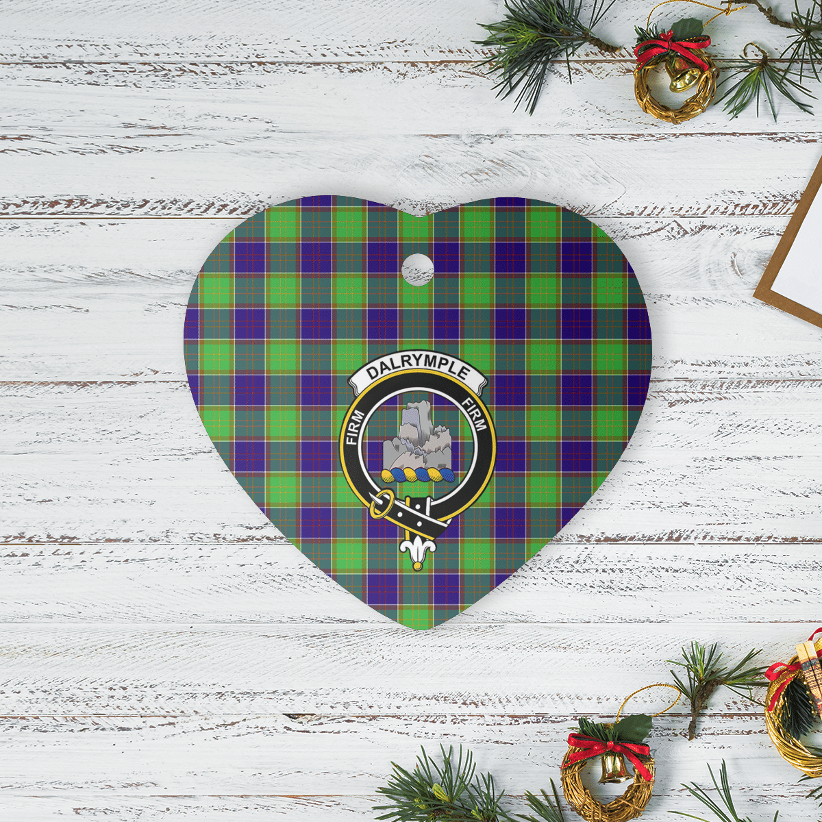 Clan Dalrymple Tartan Crest Heart Ceramic Ornament OW46 Dalrymple Tartan Tartan Christmas   