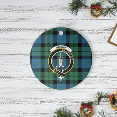 Clan MacKay Ancient Tartan Crest Round Ceramic Ornament VZ18 MacKay Ancient Tartan Tartan Christmas   