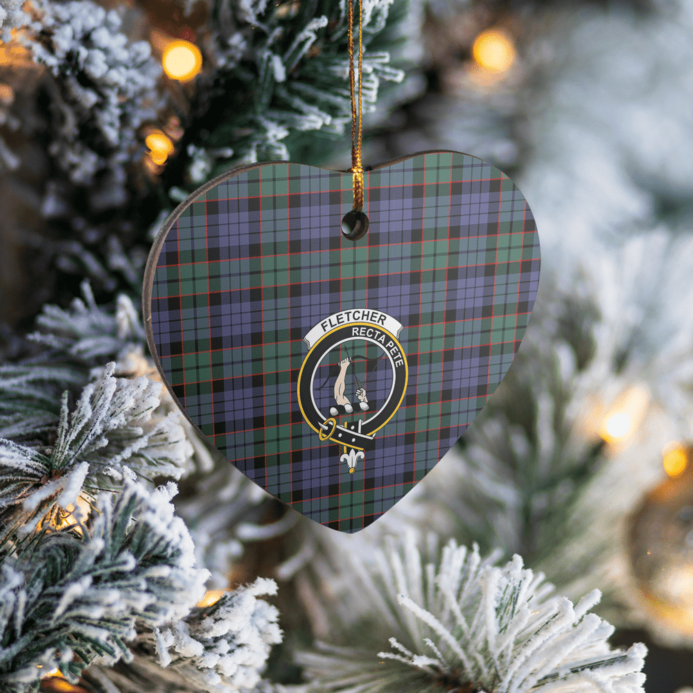 Clan Fletcher Modern Tartan Crest Heart Ceramic Ornament PJ48 Fletcher Modern Tartan Tartan Christmas   