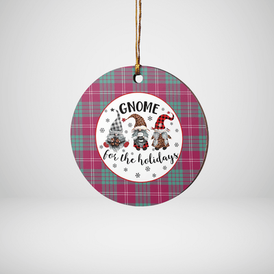 Clan Crawford Ancient Tartan Tartan Crest Gnome Round Ceramic Ornament