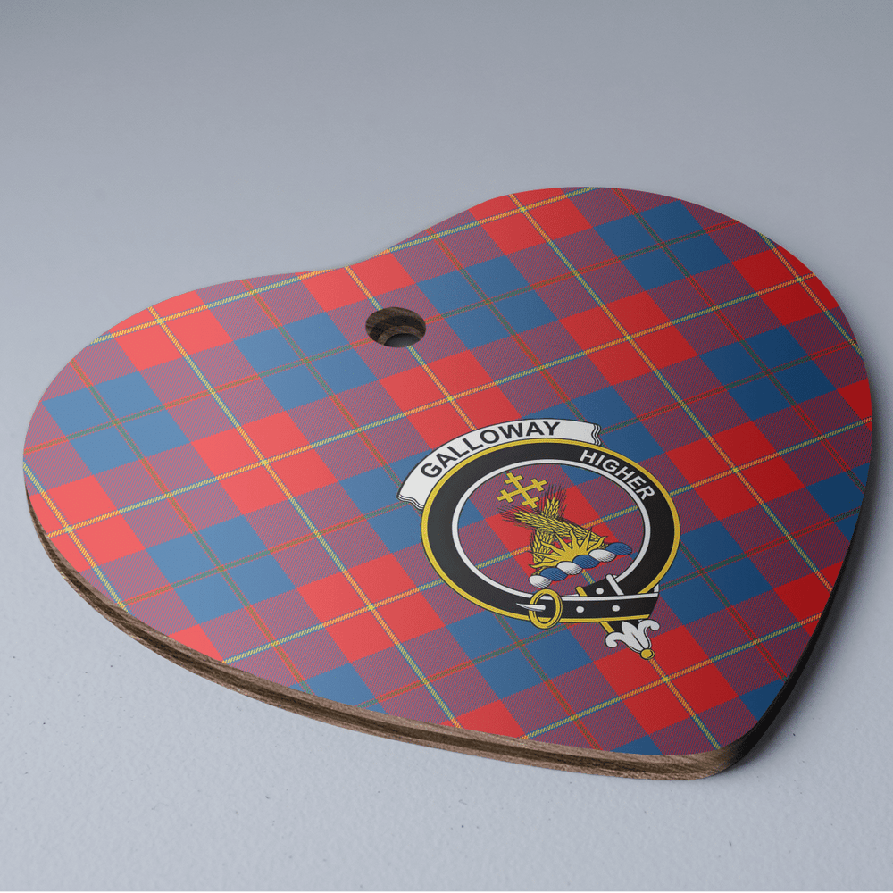Clan Galloway Red Tartan Crest Heart Ceramic Ornament FN66 Galloway Red Tartan Tartan Christmas   
