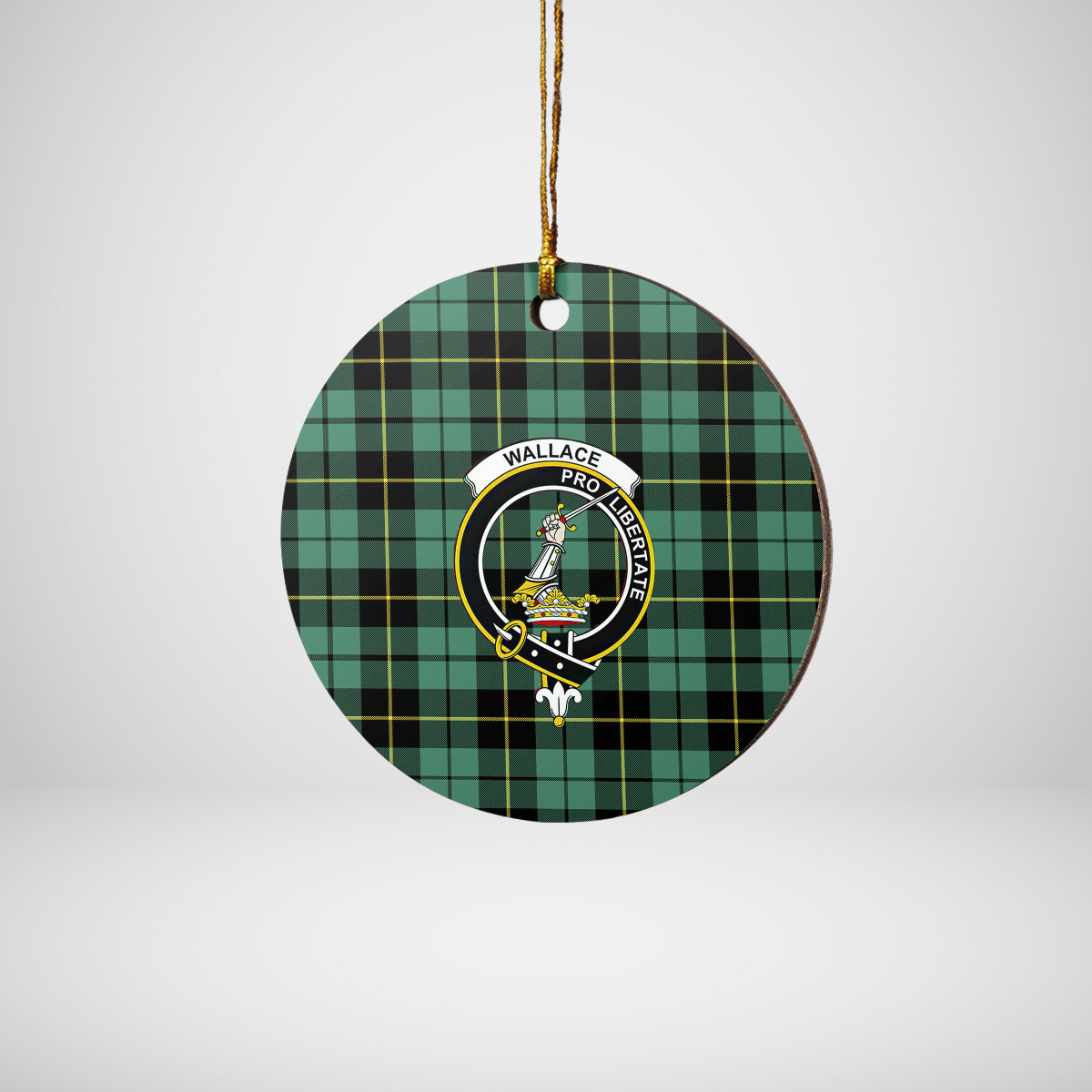 Clan Wallace Hunting Ancient Tartan Crest Round Ceramic Ornament XI35 Wallace Hunting Ancient Tartan Tartan Christmas   