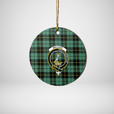 Clan Wallace Hunting Ancient Tartan Crest Round Ceramic Ornament