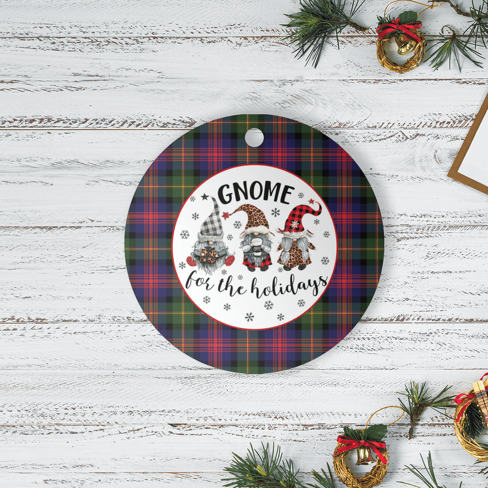 Clan Logan Modern Tartan Tartan Crest Gnome Round Ceramic Ornament EL76 Logan Modern Tartan Tartan Christmas   