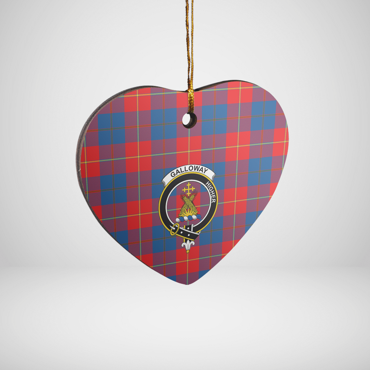 Clan Galloway Red Tartan Crest Heart Ceramic Ornament FN66 Galloway Red Tartan Tartan Christmas   
