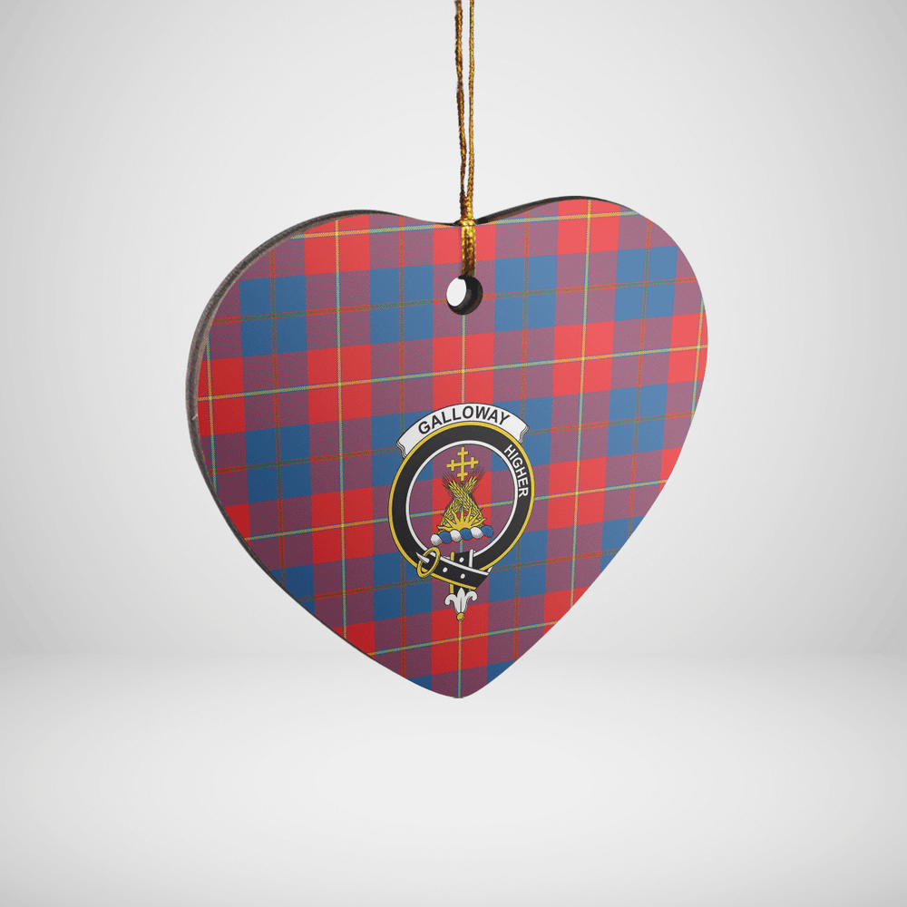 Clan Galloway Red Tartan Crest Heart Ceramic Ornament FN66 Galloway Red Tartan Tartan Christmas   