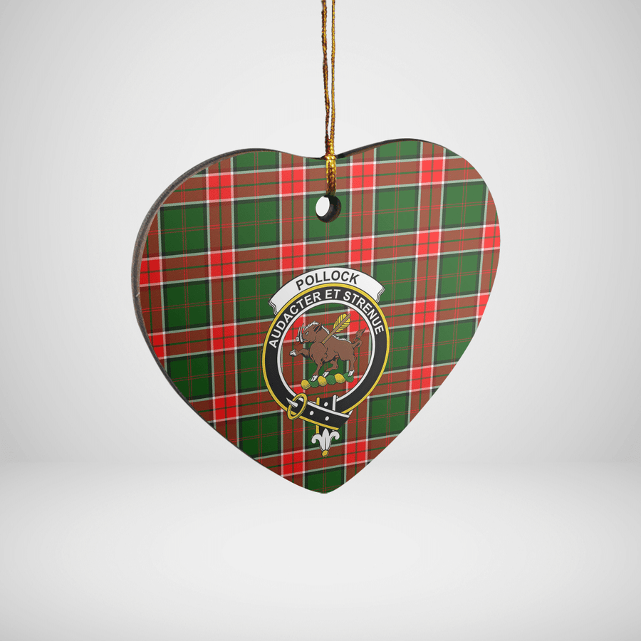 Clan Pollock Modern Tartan Crest Heart Ceramic Ornament FN90 Pollock Modern Tartan Tartan Christmas   