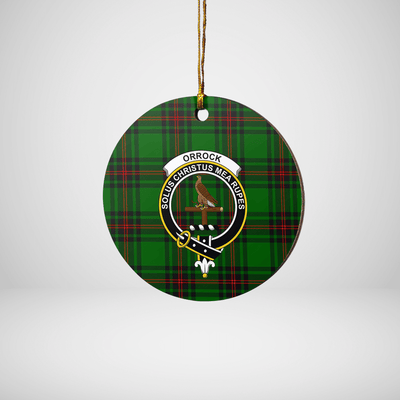 Clan Orrock (Fife) Tartan Crest Round Ceramic Ornament HX36
