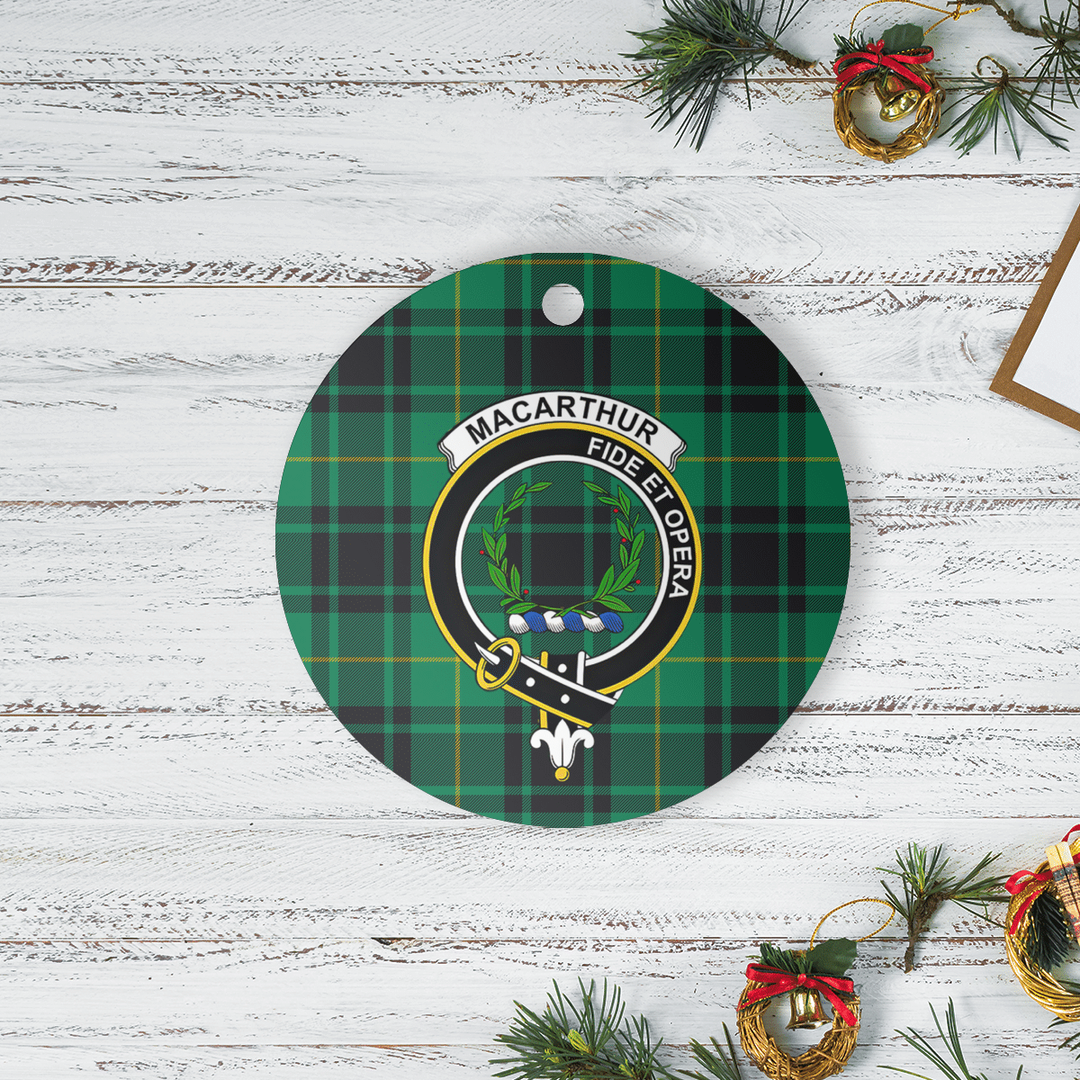 Clan MacArthur Ancient Tartan Crest Round Ceramic Ornament JW52 MacArthur Ancient Tartan Tartan Christmas   