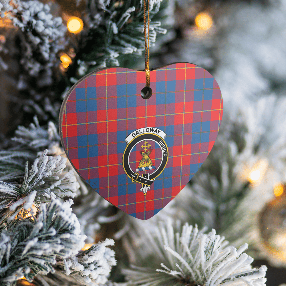 Clan Galloway Red Tartan Crest Heart Ceramic Ornament FN66 Galloway Red Tartan Tartan Christmas   