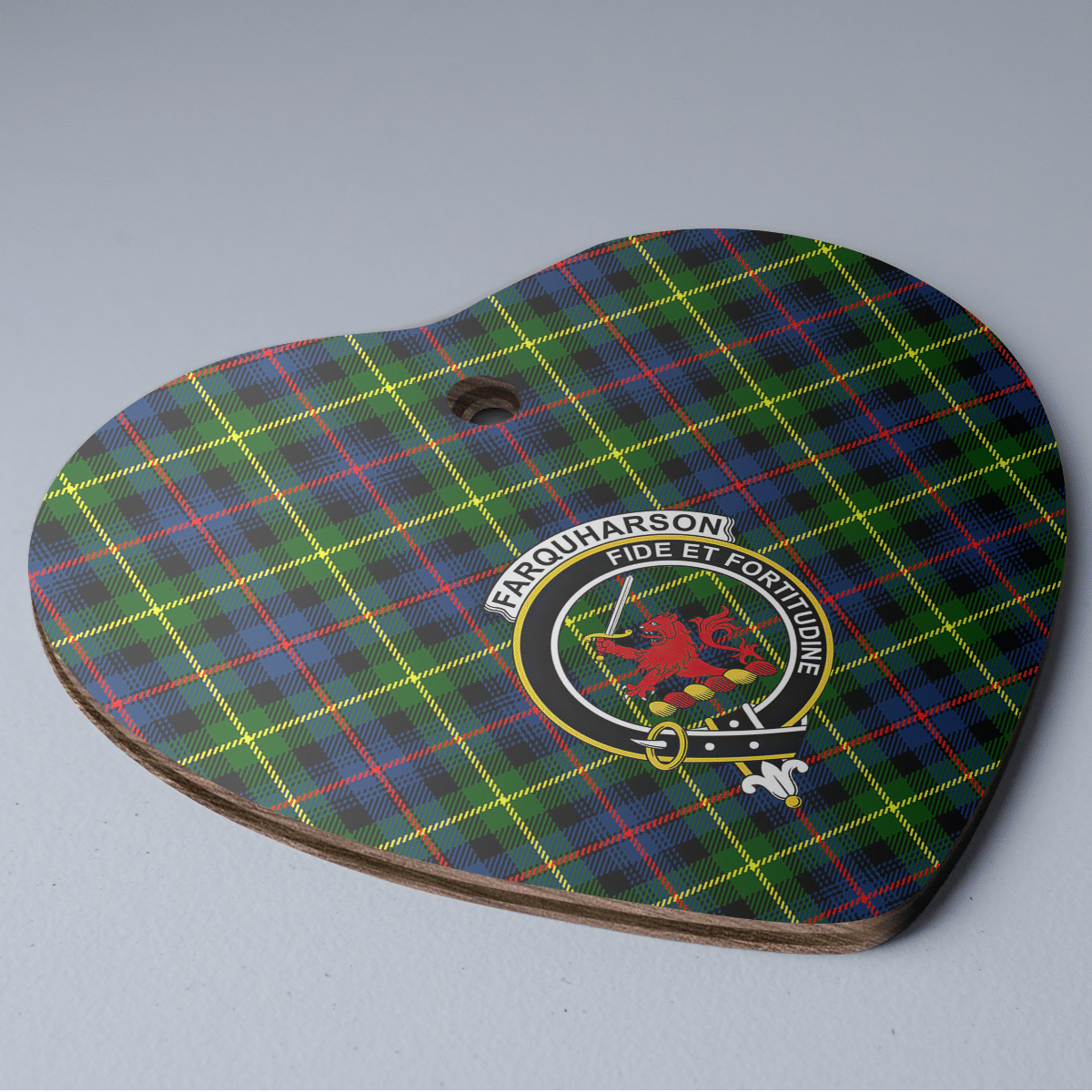 Clan Farquharson Modern Tartan Crest Heart Ceramic Ornament MM38 Farquharson Modern Tartan Tartan Christmas   