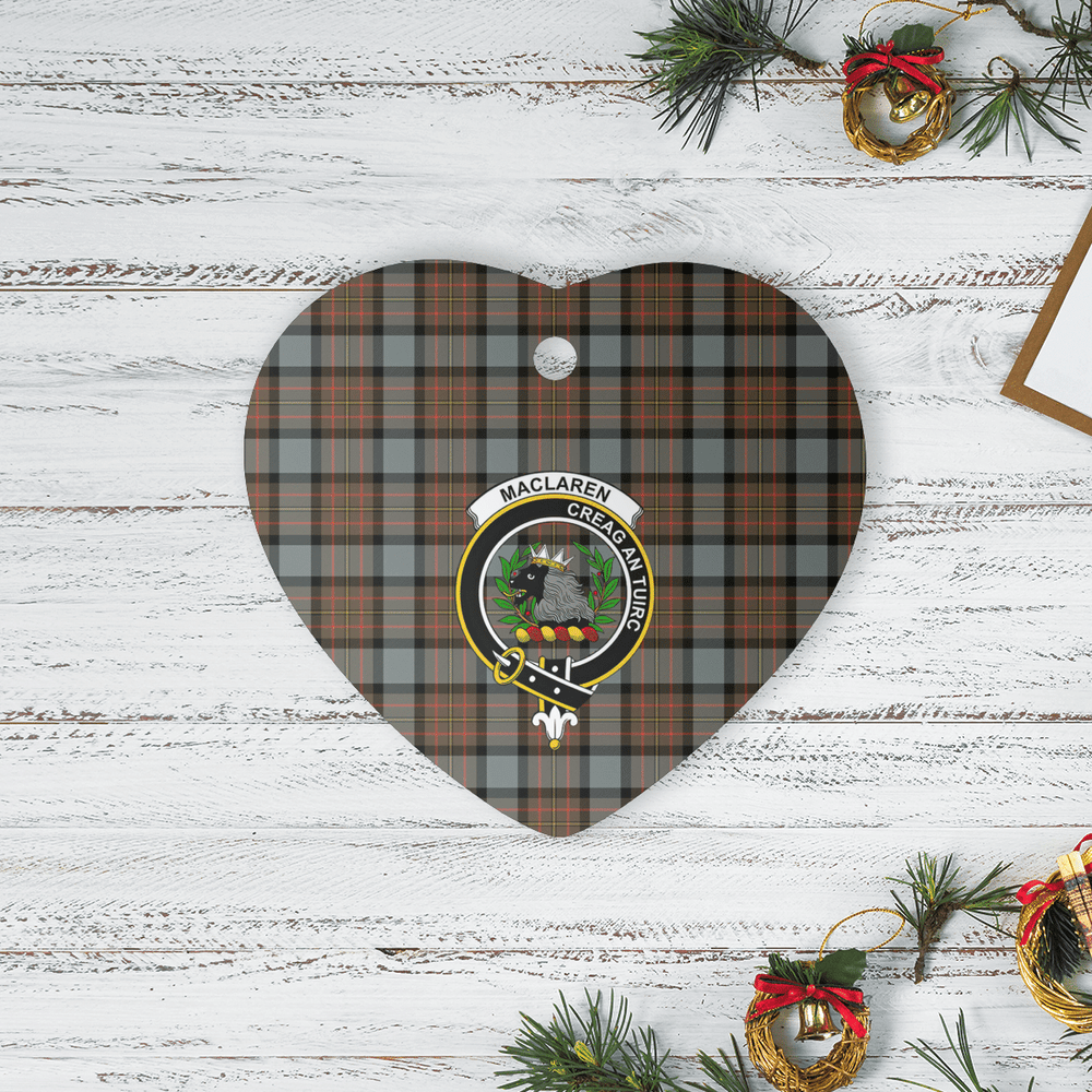 Clan MacLaren Weathered Tartan Crest Heart Ceramic Ornament WV34 MacLaren Weathered Tartan Tartan Christmas   